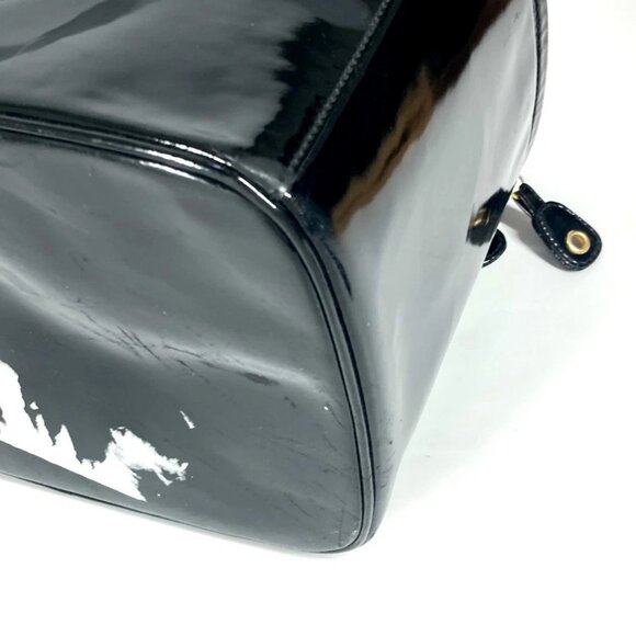 CHANEL vintage CC Vanity Bag 2WAY Shoulder Bag Hand Bag Patent Leather Black - Picture 8 of 14